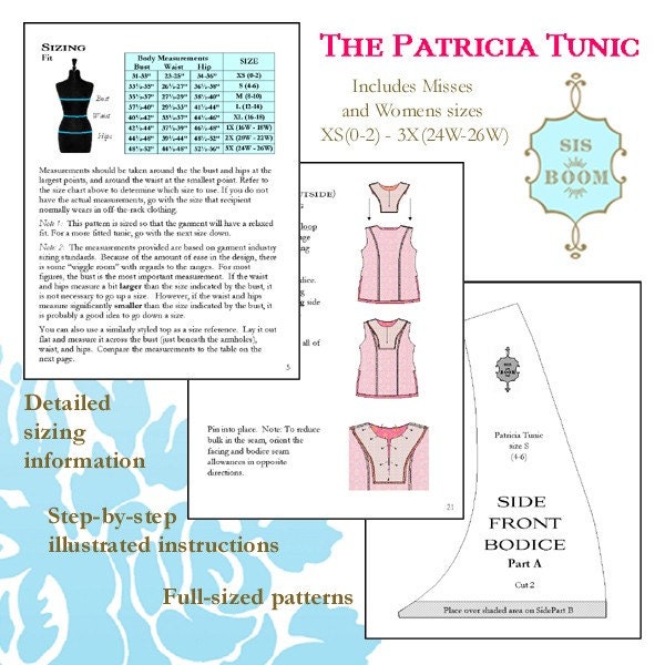 Tunic Sewing Pattern - Sis Boom Patricia Tunic, PDF E-Book