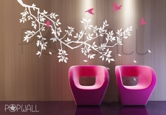 Free Shipping -Wall Decal  Wall Sticker Branch  with birds  Decal 039