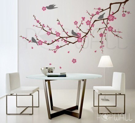 Tree Wall  on Vinyl Wall Sticker Decal Art   Cherry Blossom Tree Branch 3 Color