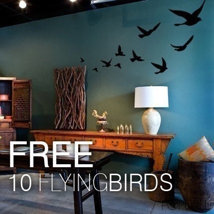 Tree Wall Decal Wall Sticker Art - Birch Tree Decal - EXTRA 10 FREE Flying Birds - 075