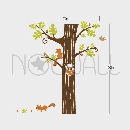 Tree Wall Decal - Animal Friends in Woodland - 083  Vinyl Wall sticker Children Wall  Decal