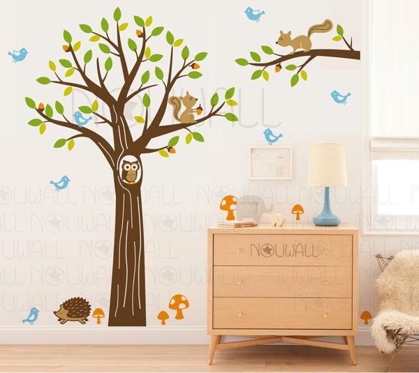 Art Children Wall Sticker Wall Decal Tree Decal -  Wooldrich Woodland Kids Decal - 103