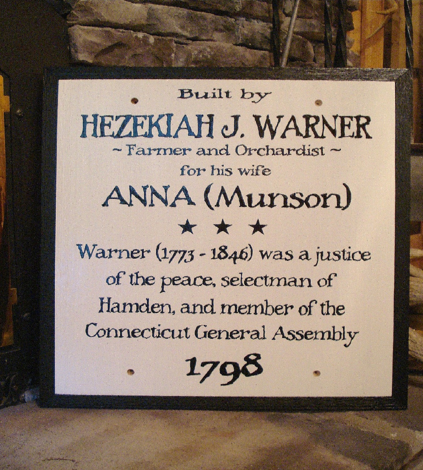 Personalized Custom Wood Sign. Built by Hezekialt J. Warner for Anna Munson.  Handmade, Hand Painted Custom Cedar Wood Sign.