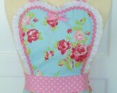 Sweetheart Retro Apron in Darla Rose Blue and Pink Polka Dots
