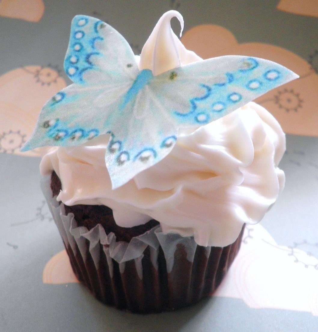 EDIBLE Butterflies The Original - Large Aqua - Cake & Cupcake toppers - PRECUT and Ready To Use
