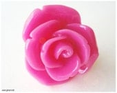 Oversized Fuschia Rose Ring in Silver
