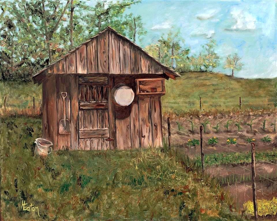 Grandpa's Smokehouse - Giclee of Original Oil Painting on 8x10 Wrapped Canvas