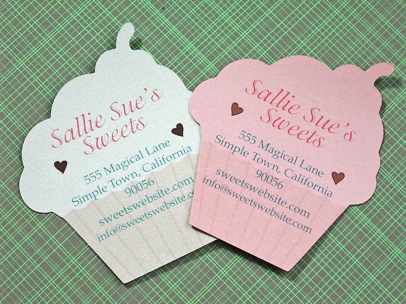 Cupcake Business Calling Cards - Die cut cards - Shaped like cupcakes, almost good enough to eat - 25 Cards