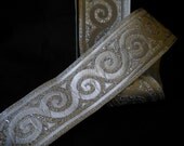 Silver Jacquard Ribbon Trim 1 meter , 1.09 yard