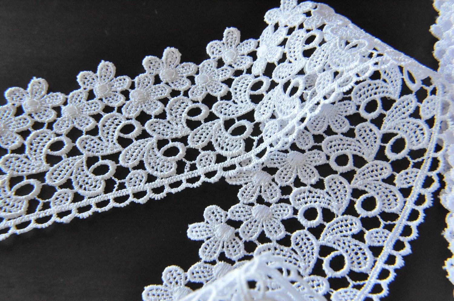 White Bridal Floral Lace Trim