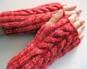 Fingerless gloves - fingerless mittens, hand knit, hand dyed yarn, red, handmade, ready to ship Winter Fashion, Winter Accessories