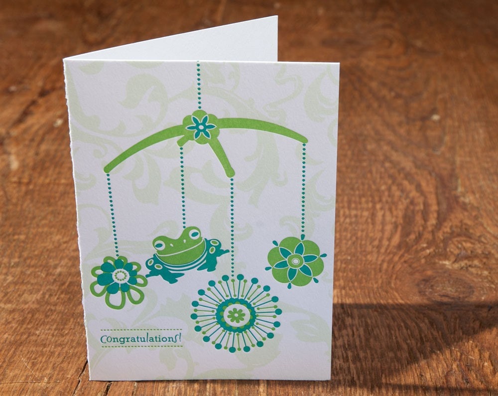 baby / mobile / letterpress card
