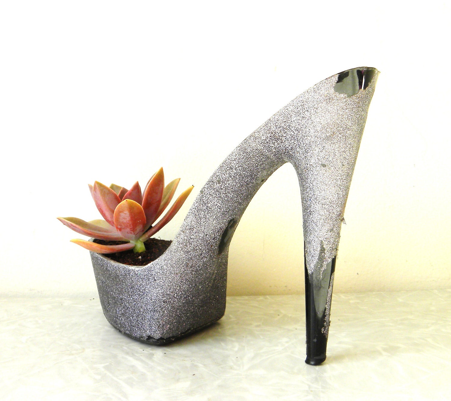 Floozy. reclaimed black stiletto heel succulent planter. eco friendly. repurposed upcycled