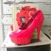 bookends repurposed cherry red high heel platform pumps. sexy bibliophile. book lover gift.