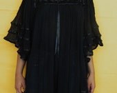 Mexican Elegant Black Blouse Spring / Summer Handmade Vtg Style Night Party Medium / Large