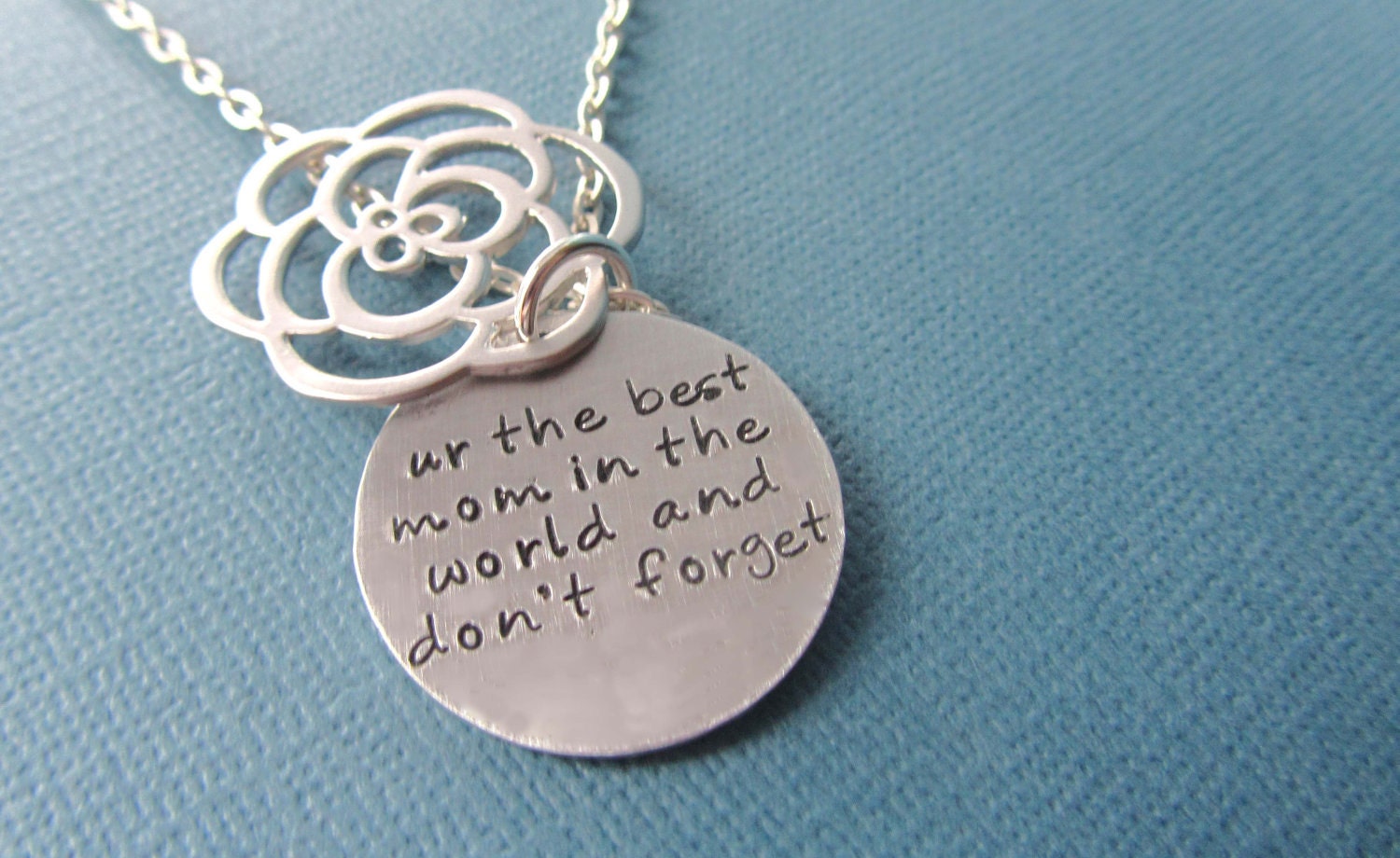 Secret message Necklace Sterling Silver Filled Flower - Silver Pendant Mother Wife Girlfriend Sister best friend