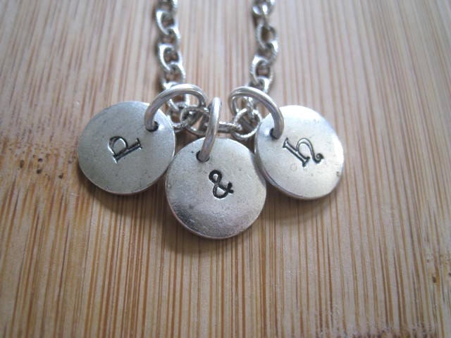 Silver Custom Necklace- Little Pieces of You- Copper Gold initials or numbers date dates