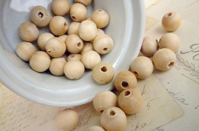 Round Wooden Beads - Natural - 12mm - Pack of 20