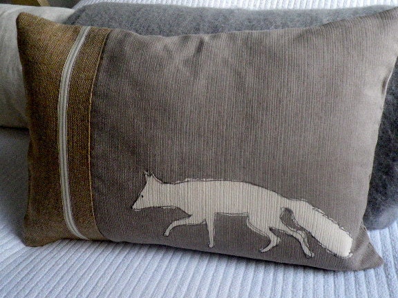 Hand printed new arctic mink fox reversible cushion cover