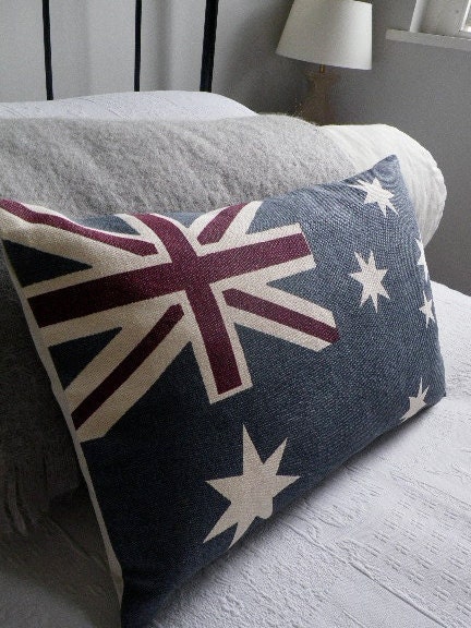 New hand printed Australian flag cushion cover
