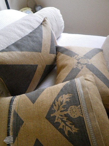 hand printed rustic Scottish saltire flag cushion cover