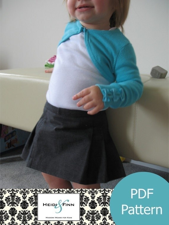 Girly Pleated Skirt pattern and tutorial PDF 12M-4T EASY Sew