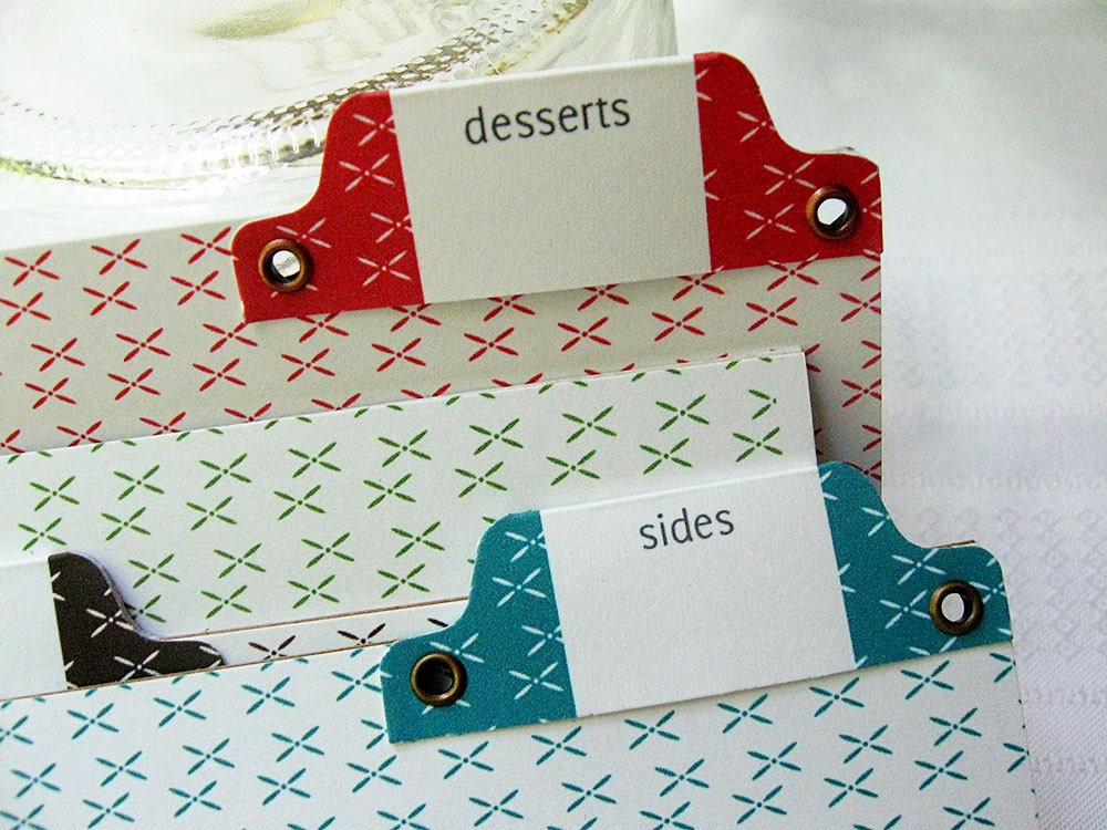 Recipe Card Dividers - X Pattern Set of 8 Tabbed Heavy Duty Dividers