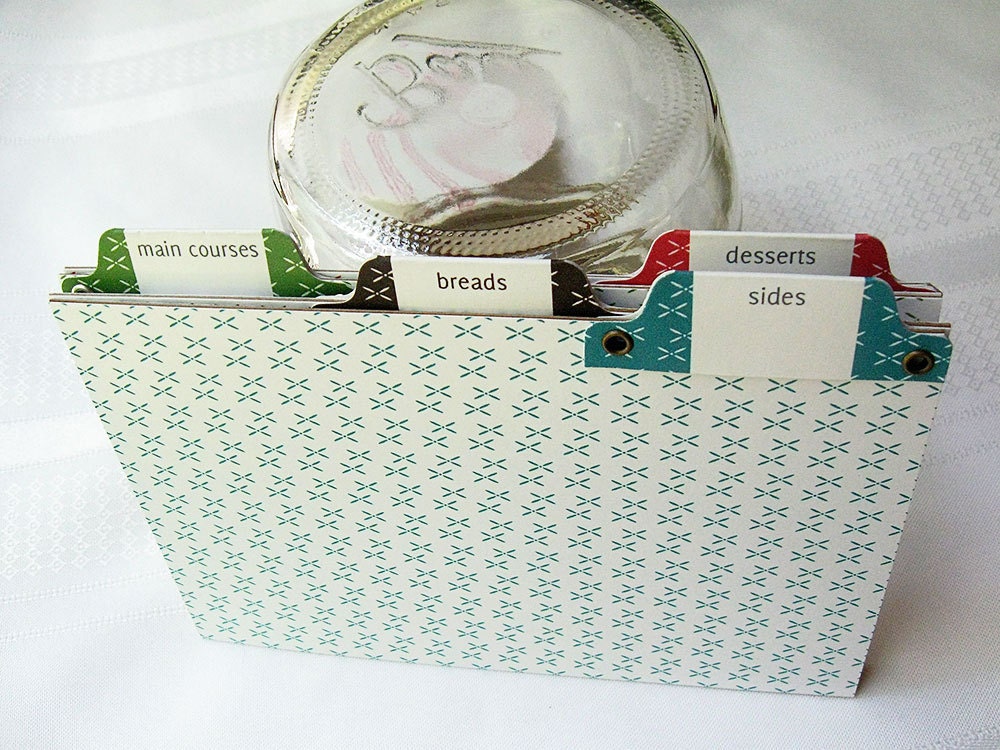 Recipe Card Dividers - X Pattern Set of 8 Tabbed Heavy Duty Dividers