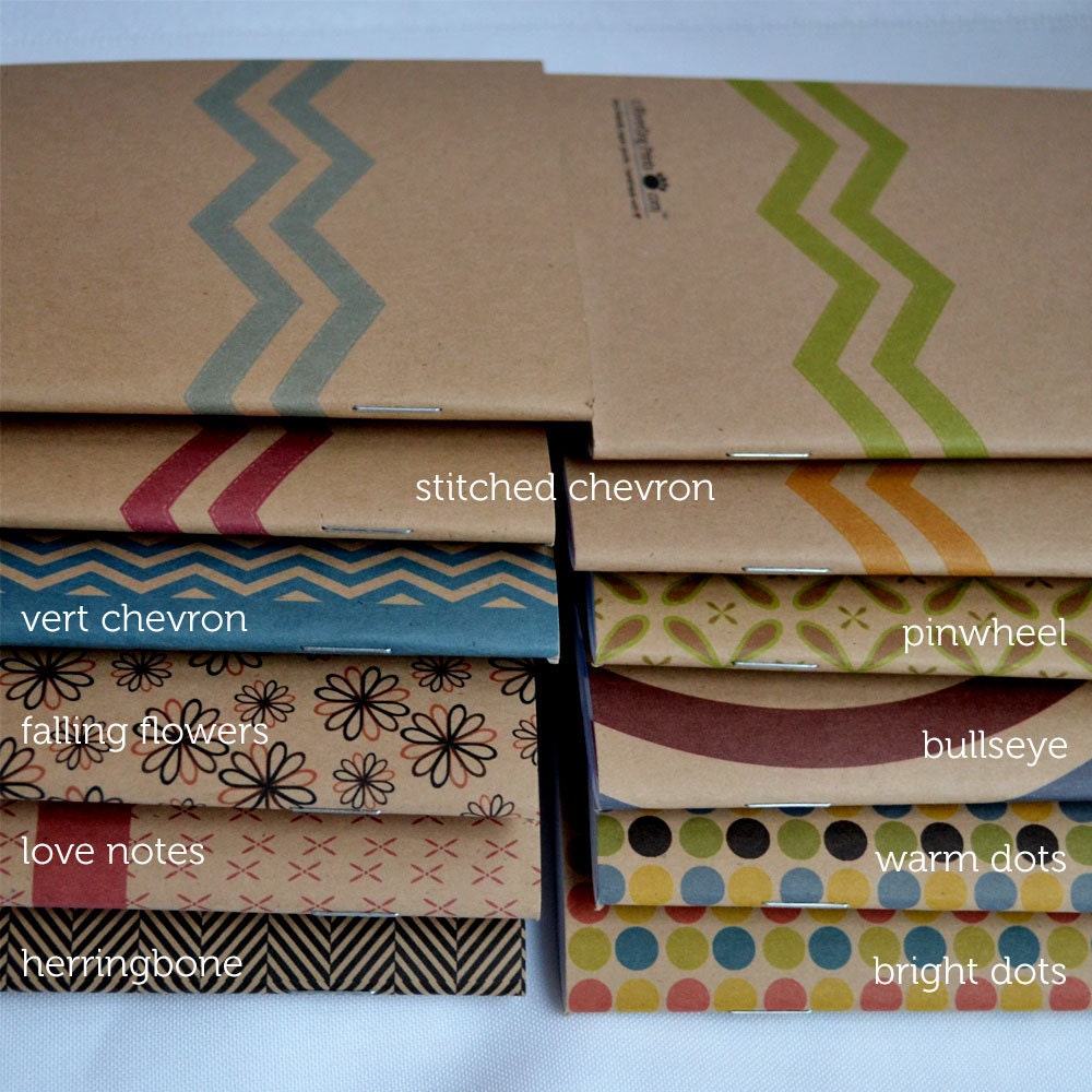 Little Notebooks Kraft Stitched Chevron - Set of 2 Pocket Notebooks
