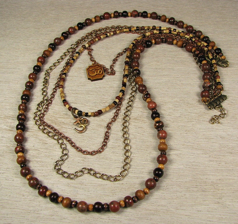 Multi Strand Necklace with Om Charms "Meditation"