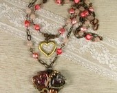 Collage of Hearts Multi Strand Necklace