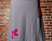 Sweet Tea A-Line Slate Gray Skirt with Raspberry Tea Leaf & Lemon Wedge