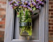 Framed Mason Jar Wall Sconce Pale Blue  Flower/ Plant/ Candle Holder