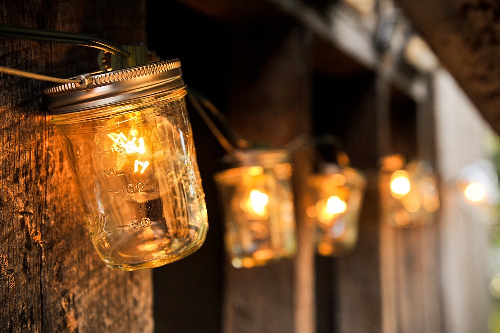 Mason Jar Strand with Lights