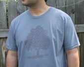 SALE Tree Design List of tree Species Nature design American Apparel Men's Slate Tee with Red Print