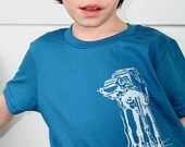 AtAt Walker Hand Drawn Design on American Apparel Galaxy Blue Organic Tee for Kids