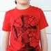 Steampunk Vintage Fan Design on American Apparel Bright Red Tee for Kids