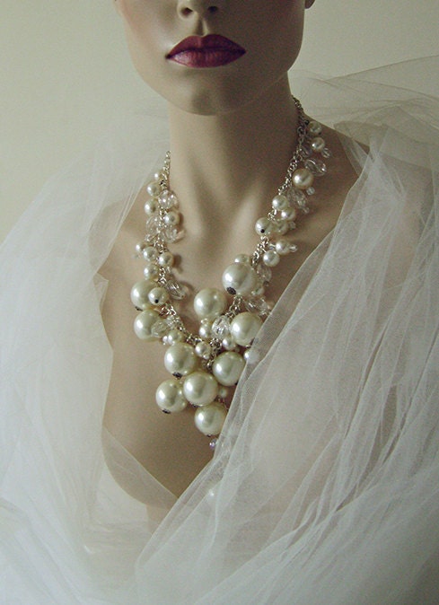 Pearl and crystal statement necklace