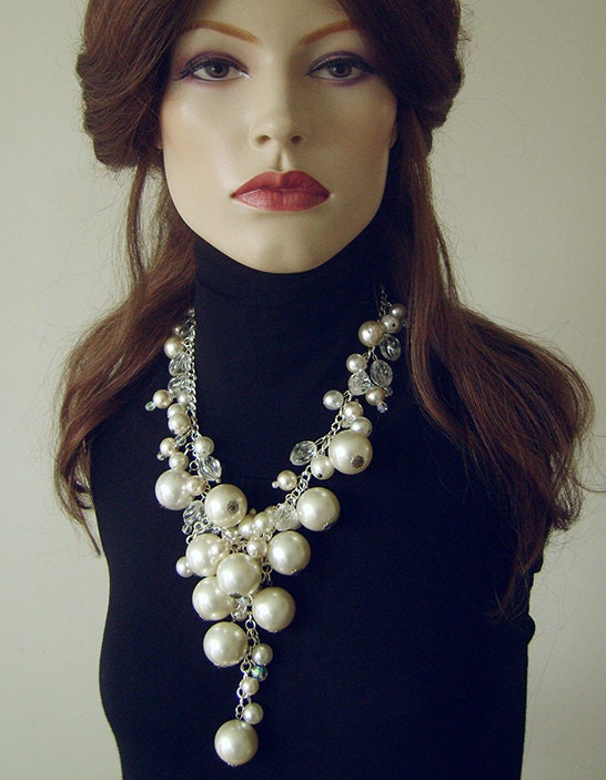 Pearl and crystal statement necklace