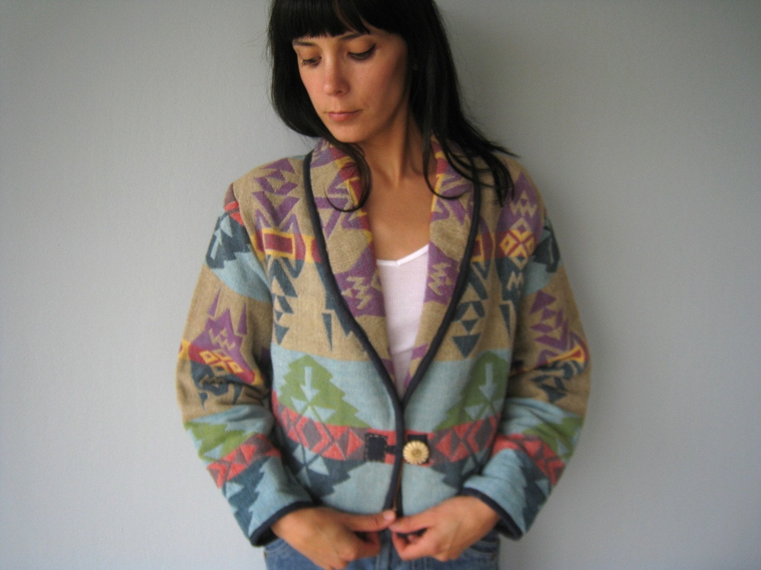 vintage SOUTHWESTERN TAPESTRY print jacket