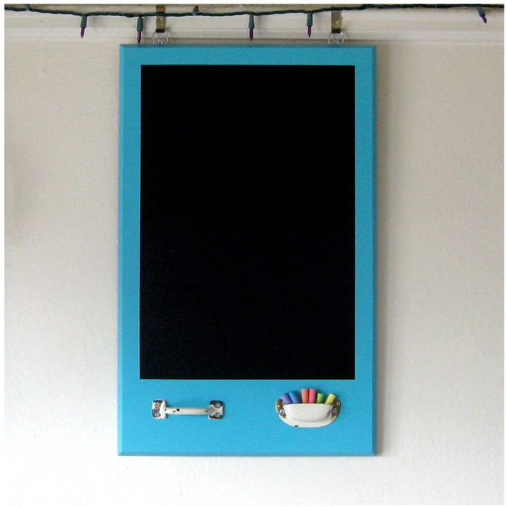 Repurposed Eco-friendly Chalkboard - Turquoise - 23 x 14.5 - ANCHORS AWEIGH