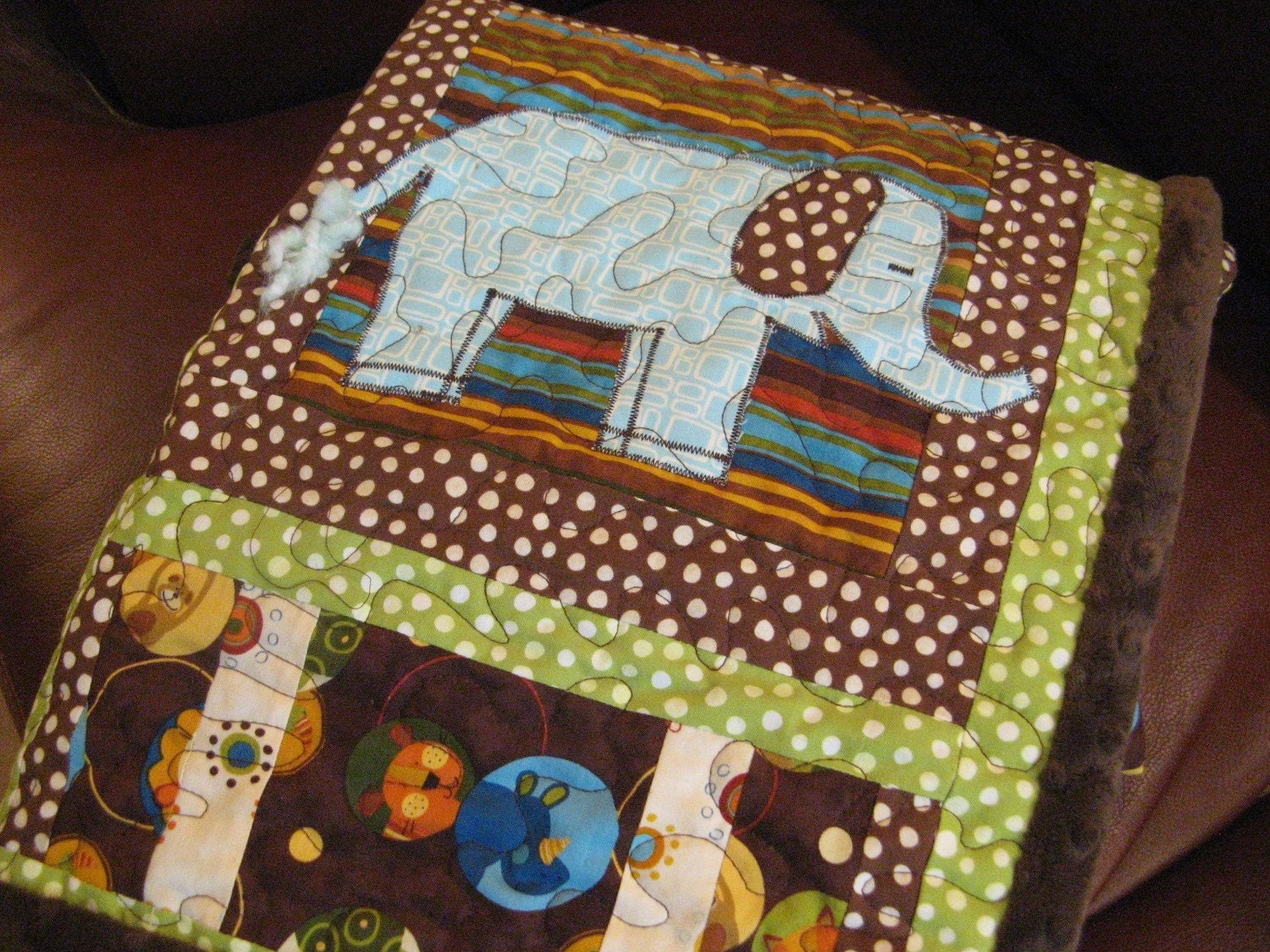 Baby Quilt Made To Order Chocolate Brown Green 36x36