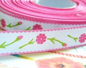Bright Pink Flower Ribbon Tape (3 Yards)