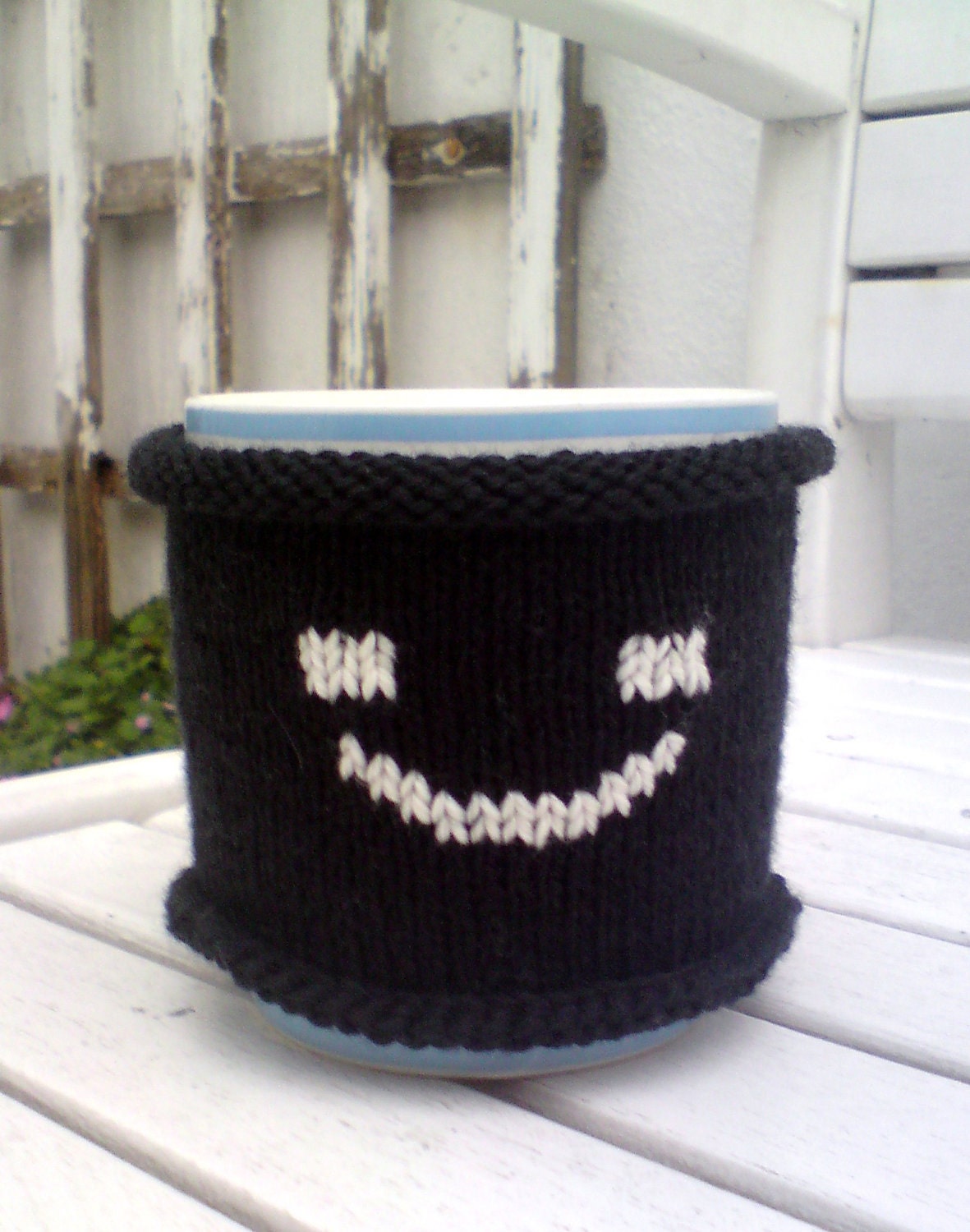Smiley Emoticon Coffee Mug Cozy - Happy Coffee Cozy - Coffee Cup Cozy - Coffee Cozy