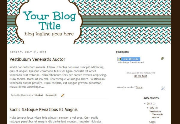 Blogger Header Banner Design Retro 2 Design for Blogger or Wordpress
