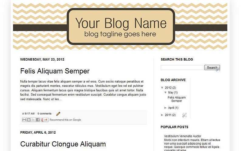 Blog Banner Design for Blogger or Wordpress - Chevron 1d