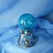 Aqua Glass Gazing Ball on Silver Stand by mystic2awesome