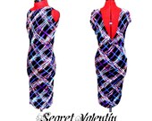 Colorful low cut back and scoop neck dress READY TO SHIP