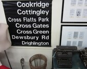 vintage british route sign. cookridge to drighlington.