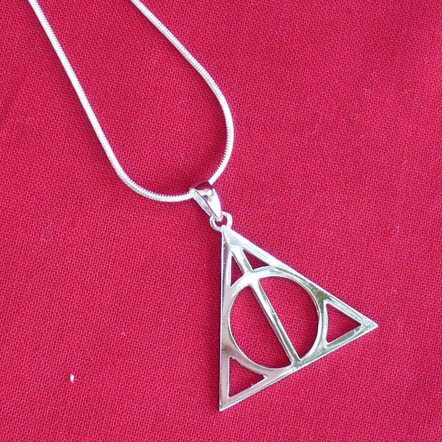 Harry Potter Deathly Hallows necklace pendant charm silver L